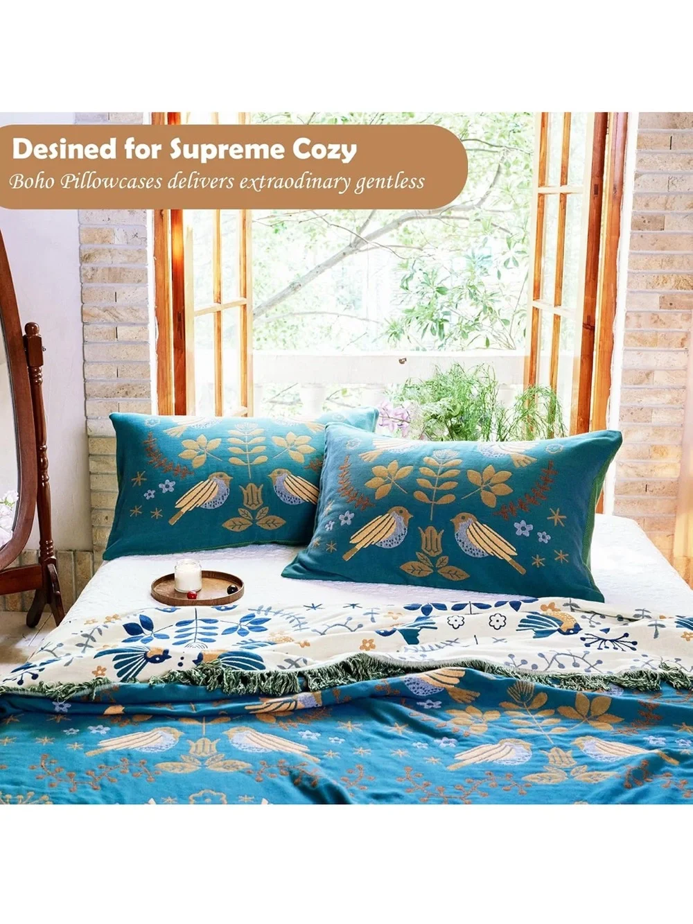 1000 TC Pillowcases Set of 2-100% Organic Washed Cotton 20